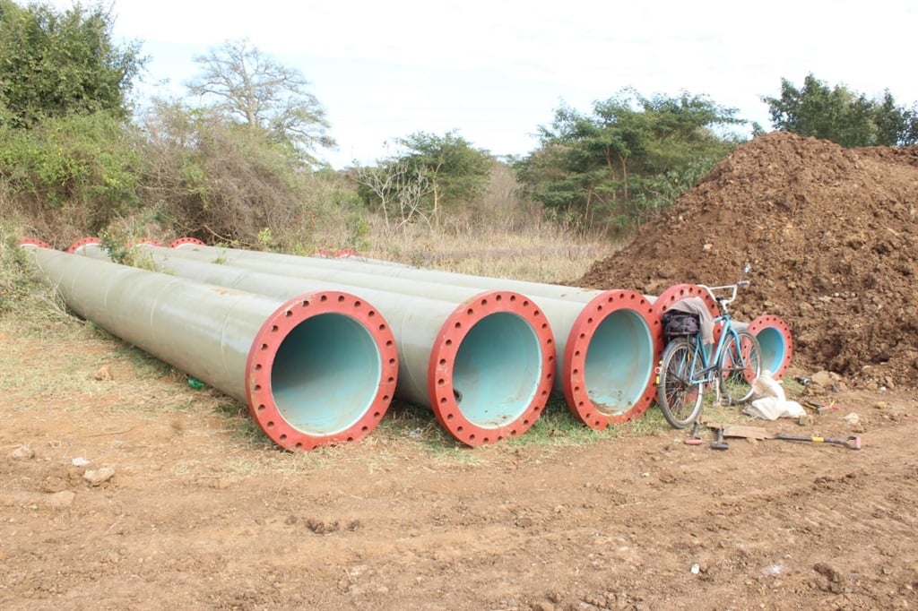 Pipes for the Giyani Bulk Water Project. Twenty-five kms still needs to be laid. (Photo by Judas Sekwela) 
